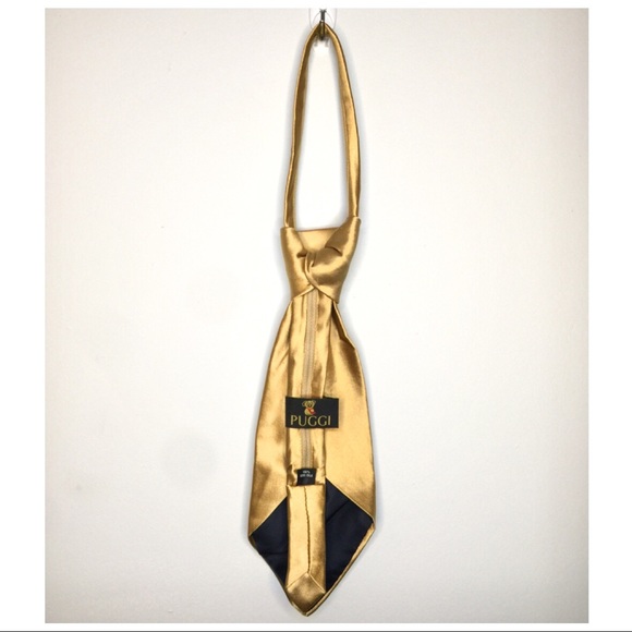 ⭐️NEW⭐️ Women’s Zipper Necktie Gold Silk (NWOT) - Picture 3 of 7